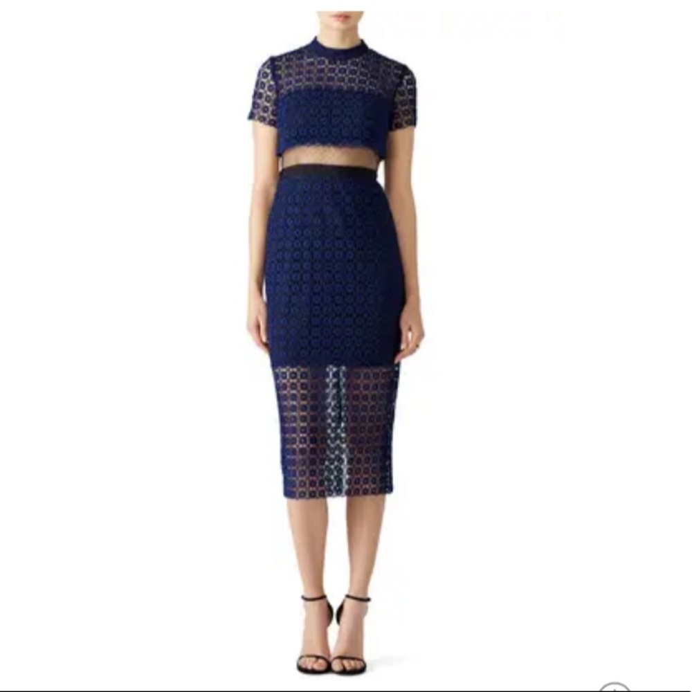 ISO Slate & Willow Navy Geo Floral Dress